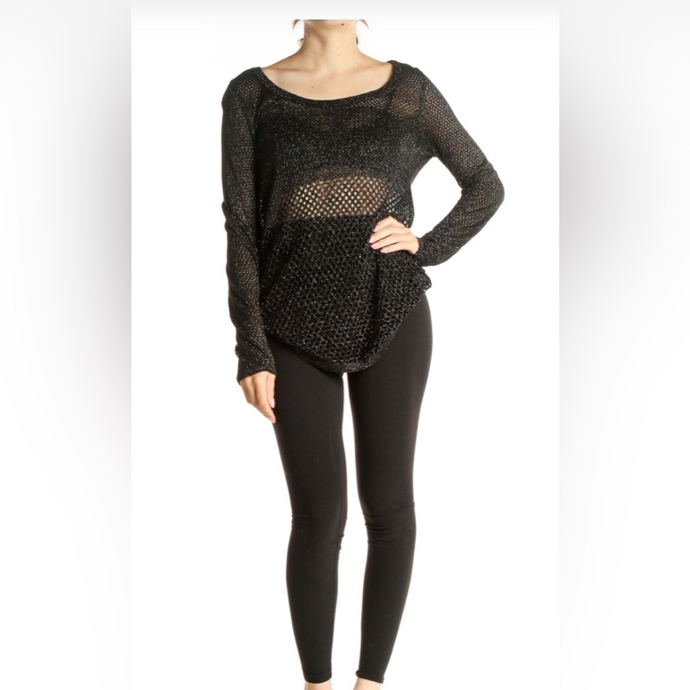 Rock & Republic Large Black Punk Shimmer Top